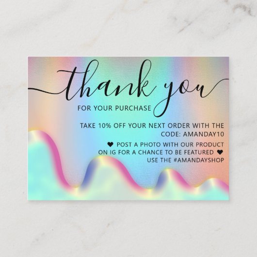 Carte De Visite Holograph Shop Merci Code remise Ombre (Dos)