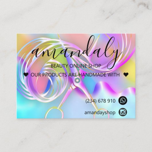 Carte De Visite Holograph Shop Remerciements Code Remise Cheveux P (Devant)