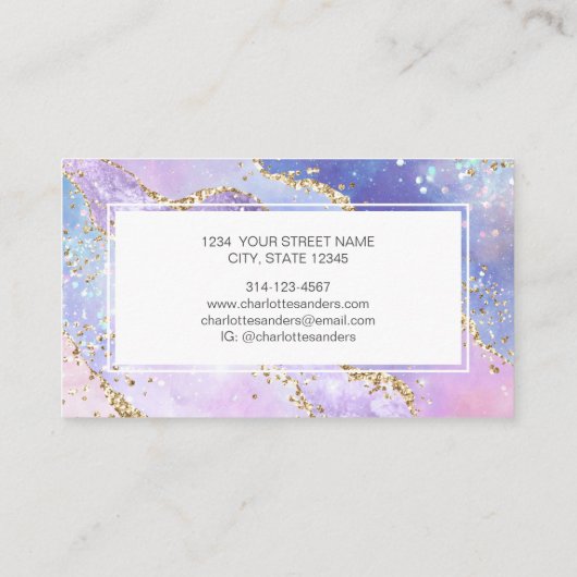 Carte De Visite Holographe arc-en-ciel or moderne (Dos)