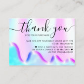 Carte De Visite Holographe Boutique Merci Code remise rose (Dos)