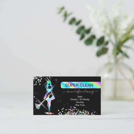 Carte De Visite Holographe Chic Parties scintillant ménage ménage  (Debout devant)