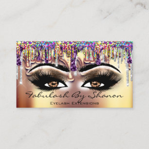 Carte De Visite Holographe de maquillage Brown Eyelash Gold Driver