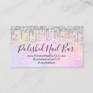 Carte De Visite Holographe De Nail Holographe Dérive D'Argent Dia