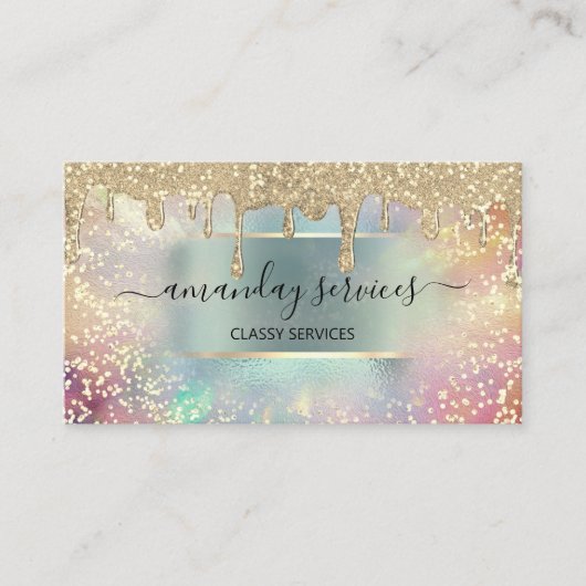 Carte De Visite Holographe Déchets Maquillage Lashes Nails Cheveux (Devant)