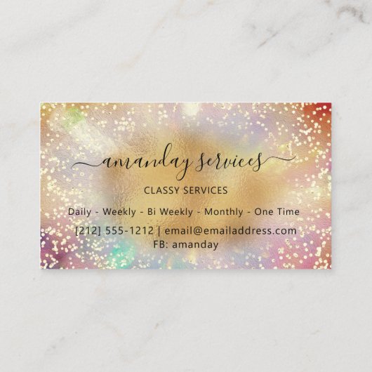 Carte De Visite Holographe Déchets Mint Maquillage Lashes Nails Ch (Dos)