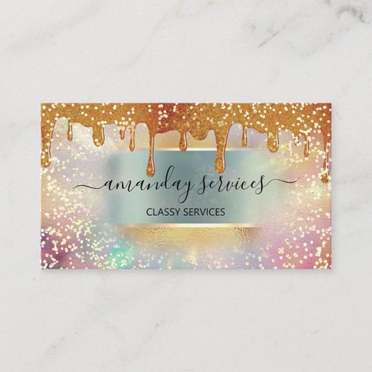 Carte De Visite Holographe Déchets Mint Maquillage Lashes Nails Ch (Devant)