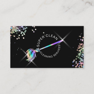 Carte De Visite Holographe d'étincelante pour le nettoyage des dom