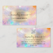 Carte De Visite Holographe en ligne peintre maquillage rose QR Cod (Devant / Derrière)