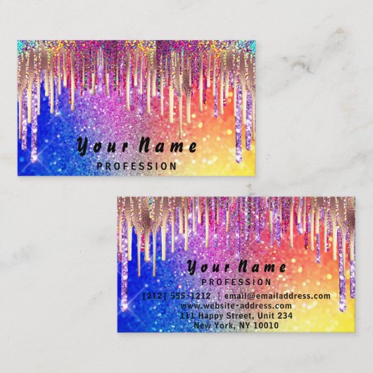 Carte De Visite Holographe Holographe Arc-en-ciel chaud (Devant / Derrière)