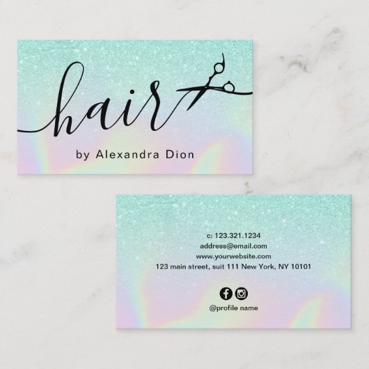 Carte De Visite Holographe holographique moderne à l'ombre (Devant / Derrière)