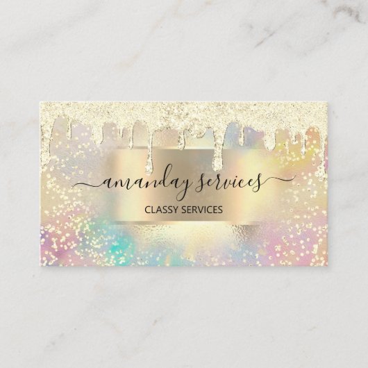 Carte De Visite Holographe Lashes de maquillage NAILS Boutique Gol (Devant)