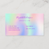 Carte De Visite Holographe licorne rose glam maquillage étoiles (Dos)