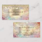 Carte De Visite Holographe maquillage Lashes Boutique Gold Nails (Devant / Derrière)