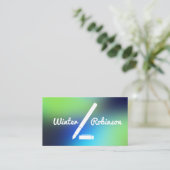 Carte De Visite Holographe moderne bleu vert turquoise (Debout devant)