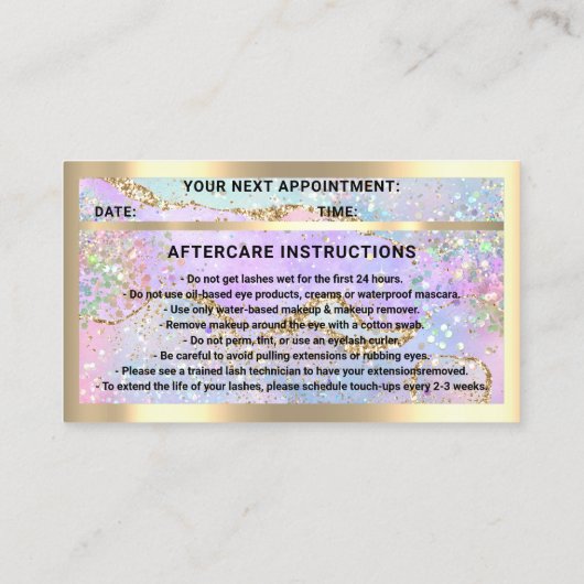 Carte De Visite Holographe or Eyelash Microblade QRCODE (Dos)