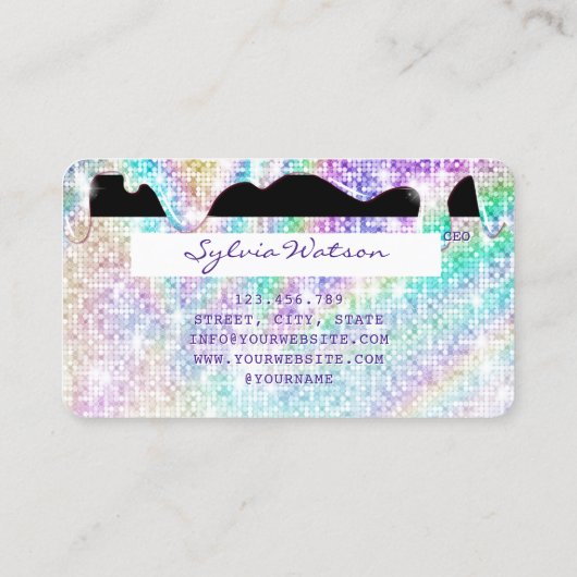 Carte De Visite Holographe or parties scintillant disco moderne Ca (Dos)