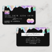 Carte De Visite Holographe or parties scintillant disco moderne Ca (Devant / Derrière)