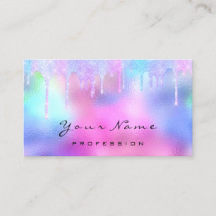 Carte De Visite Holographe professionnel de maquillage poil rose
