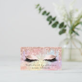 Carte De Visite Holographe Rose de maquillage Eyelash Drips (Debout devant)
