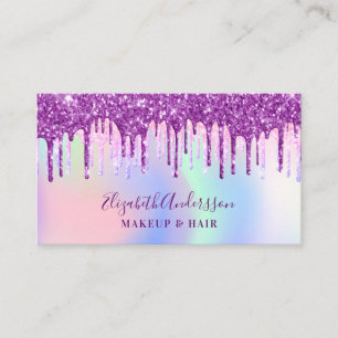 Carte De Visite Holographe rose violet cheveux maquillage