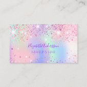 Carte De Visite Holographe rose violet cheveux maquillage (Devant)
