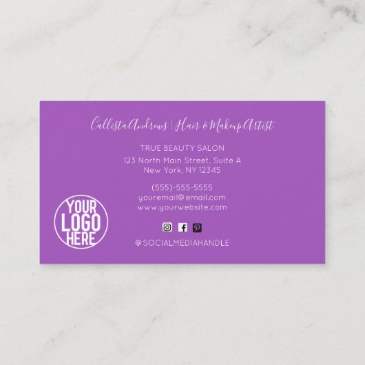 Carte De Visite Holographe violet rose Parties scintillant Salon C (Dos)