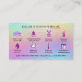 Carte De Visite Holographic Eyelash Extensions Lash Aftercare (Dos)