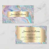 Carte De Visite Holographic Glitter Gold Foil Purple Marble Agate (Devant / Derrière)