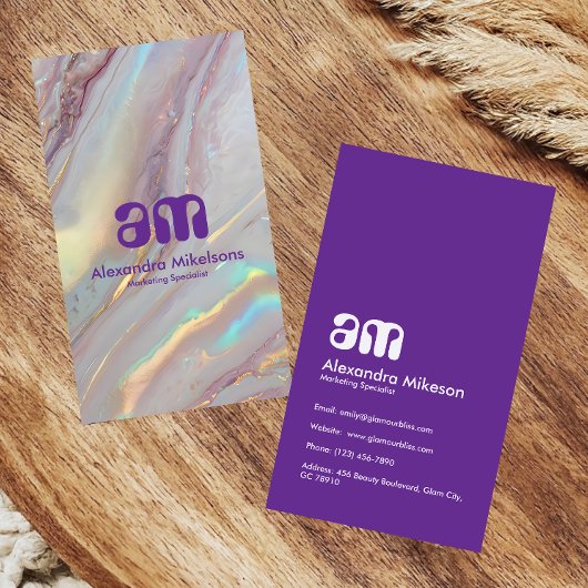 Carte De Visite Holographic Gold Marble Professional