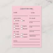 Carte De Visite Holographic Lash Client Record Form (Dos)