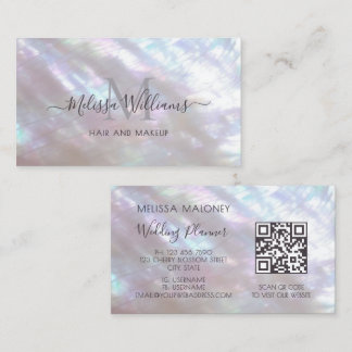 Carte De Visite Holographic Makeup Artist Monogram