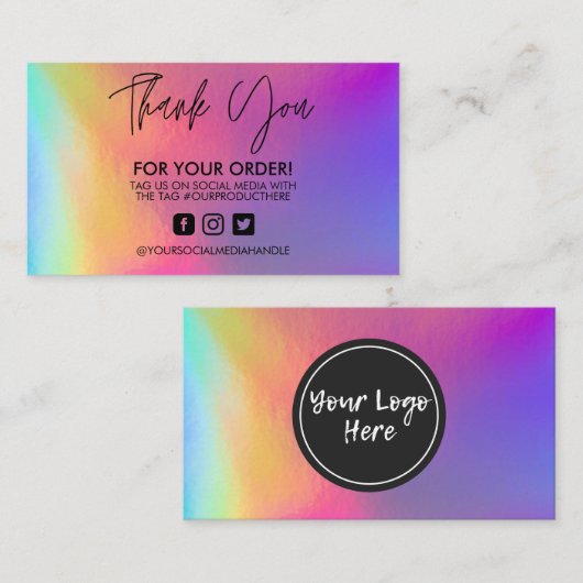 Carte de visite Holographic Merci Trendy Salon  (Devant / Derrière)