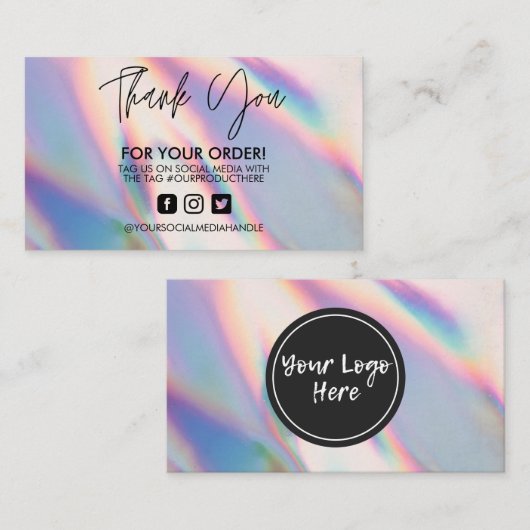 Carte de visite Holographic Merci Trendy Salon  (Devant / Derrière)