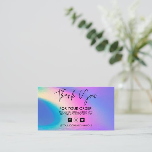 Carte de visite Holographic Merci Trendy Salon (Debout devant)