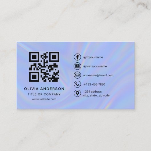 Carte De Visite Holographic Minimalist QR Code (Devant)