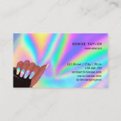 Carte De Visite holographic nails salon afroamerican main busards (Dos)