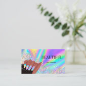 Carte De Visite holographic nails salon afroamerican main busards (Debout devant)
