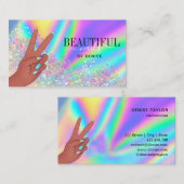 Carte De Visite holographic nails salon afroamerican main busards (Devant / Derrière)