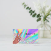 Carte De Visite holographic nails salon afroamerican main busards (Debout devant)