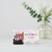 Carte De Visite holographic nails salon afroamerican main busards (Debout devant)