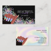 Carte De Visite holographic nails salon afroamerican main busards (Devant / Derrière)