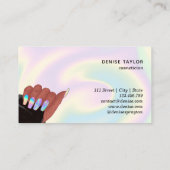 Carte De Visite holographic nails salon afroamerican main busards (Dos)
