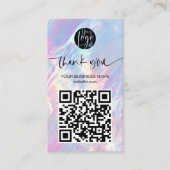 Carte De Visite Holographic Opal QR Code Discount Thank You (Devant)