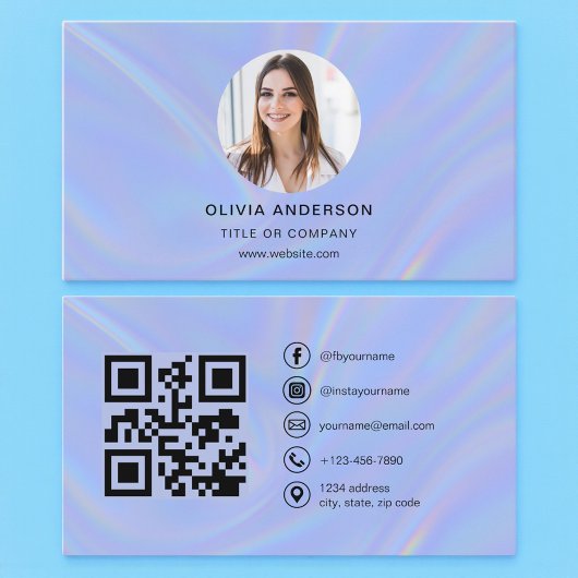 Carte De Visite Holographic Photo with QR Code Social Media