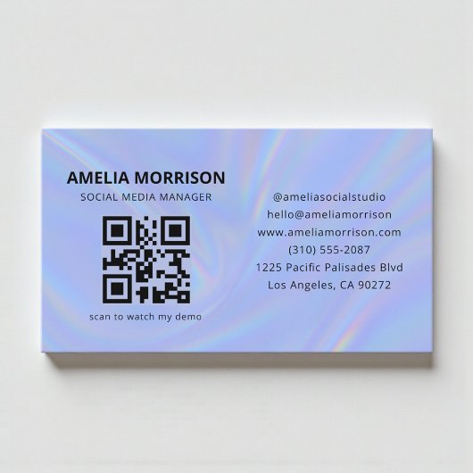 Carte De Visite Holographic QR Code Minimalist Professional