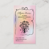 Carte De Visite Holographic rainbow Doodles Florist Artist QR Code (Devant)