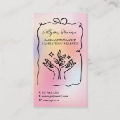 Carte De Visite Holographic rainbow Massage Therapist QR Code (Devant)