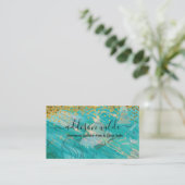 Carte De Visite Holographic Signature Script Modern Glam Glitter (Debout devant)