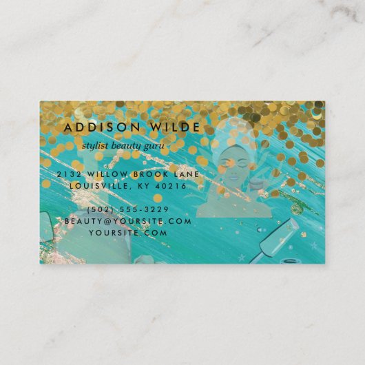 Carte De Visite Holographic Signature Script Modern Glam Glitter (Dos)