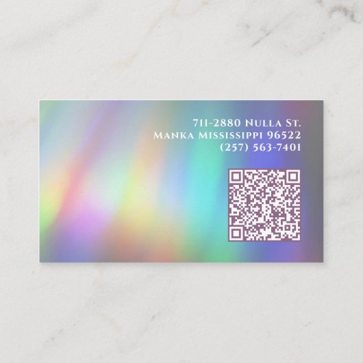Carte De Visite Holographie Abstraite moderne Rainbow Photo person (Dos)